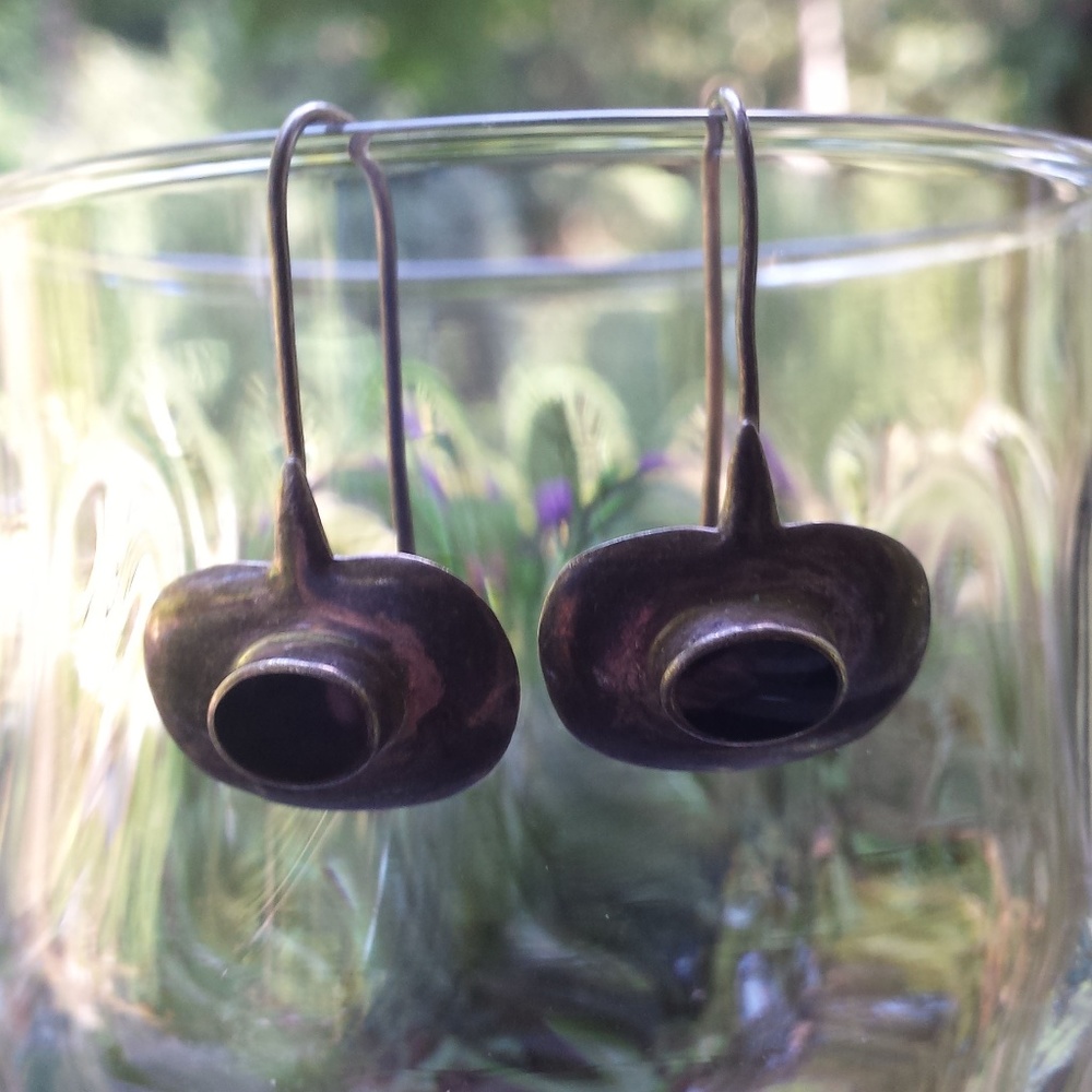 Sterling Silver 925 Onyx Dangle Earrings